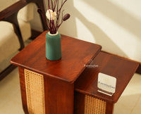 Boston Luma Wooden Multipurpose Side Table Set of Two Brown Finish