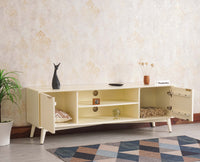 Bengaluru Solid Wood TV Cabinet Two Door Furniselan - Milky-White