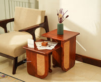 Boston Luma Wooden Multipurpose Side Table Set of Two Brown Finish