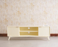 Bengaluru Solid Wood TV Cabinet Two Door Furniselan - Milky-White