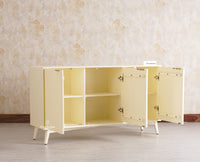 Bengaluru Solid Wood Three Door Sideboard Cabinet Furniselan-Milky-White