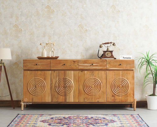 Italy Large Wooden Sideboard cabinet- 4 Doors and Drawers Furniselan Natural Finish