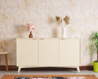 Bengaluru Solid Wood Three Door Sideboard Cabinet Furniselan-Milky-White