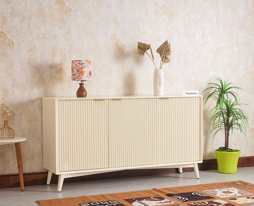 Bengaluru Solid Wood Three Door Sideboard Cabinet Furniselan - Frosty White