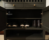 Alexandria Solid Wood Shoe Rack Two Drawer Two Door - Furniselan-Slate grey