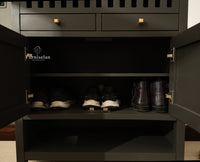 Alexandria Solid Wood Shoe Rack Two Drawer Two Door - Furniselan-Slate grey