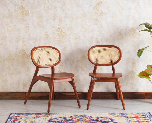 Antilia Solid Wood Dining Chair Set of two - Dining Chair - Furniselan - Maple-Finish