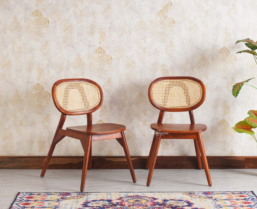 Antilia Solid Wood Dining Chair Set of two - Dining Chair - Furniselan - Maple-Finish