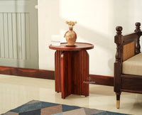 Columbia Wooden Round Side Table Corner Table Brown Finish