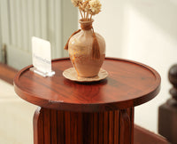 Columbia Wooden Round Side Table Corner Table Brown Finish