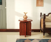 Columbia Wooden Round Side Table Corner Table Brown Finish