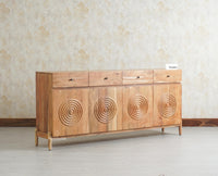 Italy Large Wooden Sideboard cabinet- 4 Doors and Drawers Furniselan Natural Finish