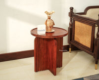 Columbia Wooden Round Side Table Corner Table Brown Finish