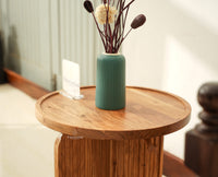 Columbia Wooden Round Side Table Corner Table Natural Finish