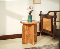 Columbia Wooden Round Side Table Corner Table Natural Finish