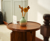 Columbia Wooden Round Side Table Corner Table Teak Finish