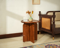Columbia Wooden Round Side Table Corner Table Teak Finish