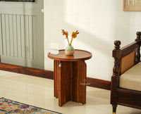 Columbia Wooden Round Side Table Corner Table Teak Finish