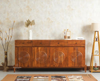 Italy Large Wooden Sideboard cabinet- 4 Doors and Drawers Furniselan Brown Finish