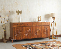 Italy Large Wooden Sideboard cabinet- 4 Doors and Drawers Furniselan Brown Finish
