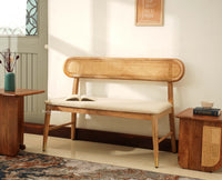 Boston Wooden Backrest Bench Three Seater Natural Finish