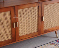 Boston Solid Wood Three - Door Sideboard Cabinet - Sideboard - Furniselan Brown-Finish