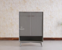 Bengaluru Solid Wood Shoe Rack Cabinet Two Doors and Drawers With Open Storage - Sideboard - Furniselan Cool-Grey