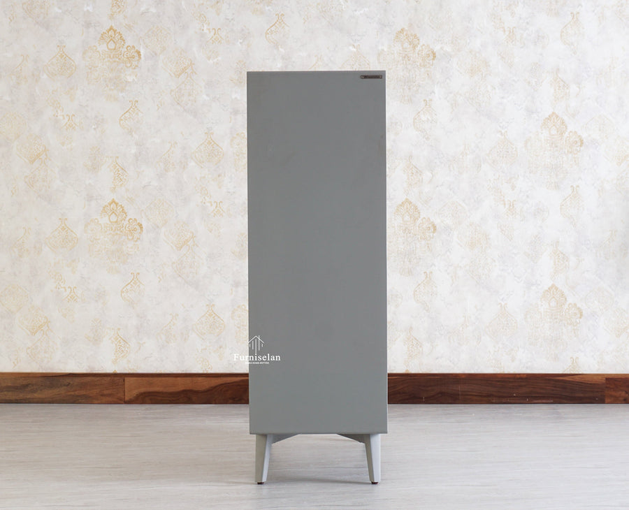 Bengaluru Solid Wood Shoe Rack Cabinet Two Doors and Drawers With Open Storage - Sideboard - Furniselan Cool-Grey