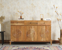 Italy Wooden Sideboard cabinet- 3 Doors and Drawers Furniselan Natural Finish