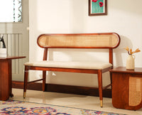 Boston Wooden Backrest Bench Three Seater Brown Finish