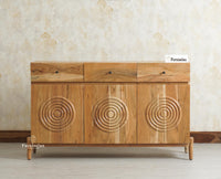 Italy Wooden Sideboard cabinet- 3 Doors and Drawers Furniselan Natural Finish