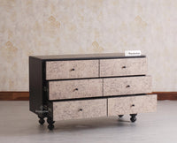 Puebla Solid Wood Six Drawer Chest of Drawer Furniselan - Black Finish