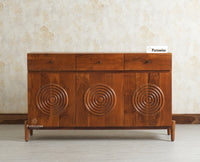 Italy Wooden Sideboard cabinet- 3 Doors and Drawers Furniselan Brown Finish