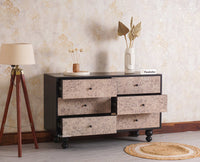 Puebla Solid Wood Six Drawer Chest of Drawer Furniselan - Black Finish