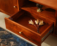 Wellington Solid Wood TV Cabinet Two Door and One Drawer- Brown Finish
