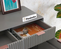 Bengaluru Solid Wood Shoe Rack Cabinet Two Doors and Drawers With Open Storage - Sideboard - Furniselan Cool-Grey