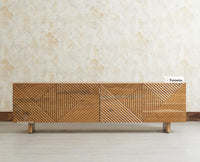 Albania Solid Wood Four Door Tv cabinet Furniselan Natural Finish