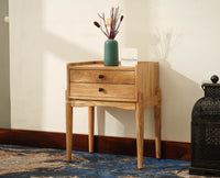 Wellington Solid Wood Two Drawer Side Table - Furniselan-Natural Finish