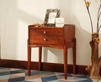 Wellington Solid Wood Two Drawer Side Table - Furniselan-Brown Finish