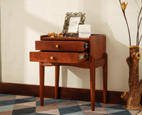 Wellington Solid Wood Two Drawer Side Table - Furniselan-Brown Finish