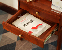 Wellington Solid Wood Two Drawer Side Table - Furniselan-Brown Finish