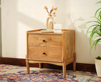 Wellington Solid Wood Bedside Table Two Drawer - Bedside Table - Furniselan -Natural Finish