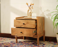 Wellington Solid Wood Bedside Table Two Drawer - Bedside Table - Furniselan -Natural Finish