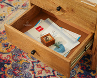Wellington Solid Wood Bedside Table Two Drawer - Bedside Table - Furniselan -Natural Finish