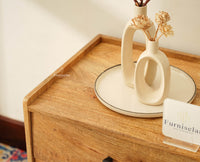 Wellington Solid Wood Bedside Table Two Drawer - Bedside Table - Furniselan -Natural Finish