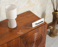 Italy Prime Solid Wood Four Door TV Cabinet Unit Furniselan Brown Finish