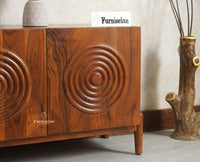 Italy Prime Solid Wood Four Door TV Cabinet Unit Furniselan Brown Finish