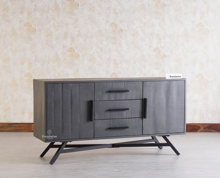 Argentina Solid Wood Three Drawer Two Door Sideboard - Bedside Table - Furniselan - Slate-Grey