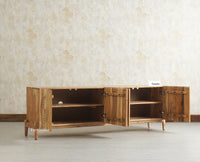 Italy Prime Solid Wood Four Door TV Cabinet Unit Furniselan Natural Finish