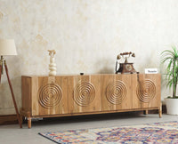 Italy Prime Solid Wood Four Door TV Cabinet Unit Furniselan Natural Finish